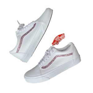 Light Rose Pink Luxe Crystal Diamond Classic Lace Up Old Skool Vans